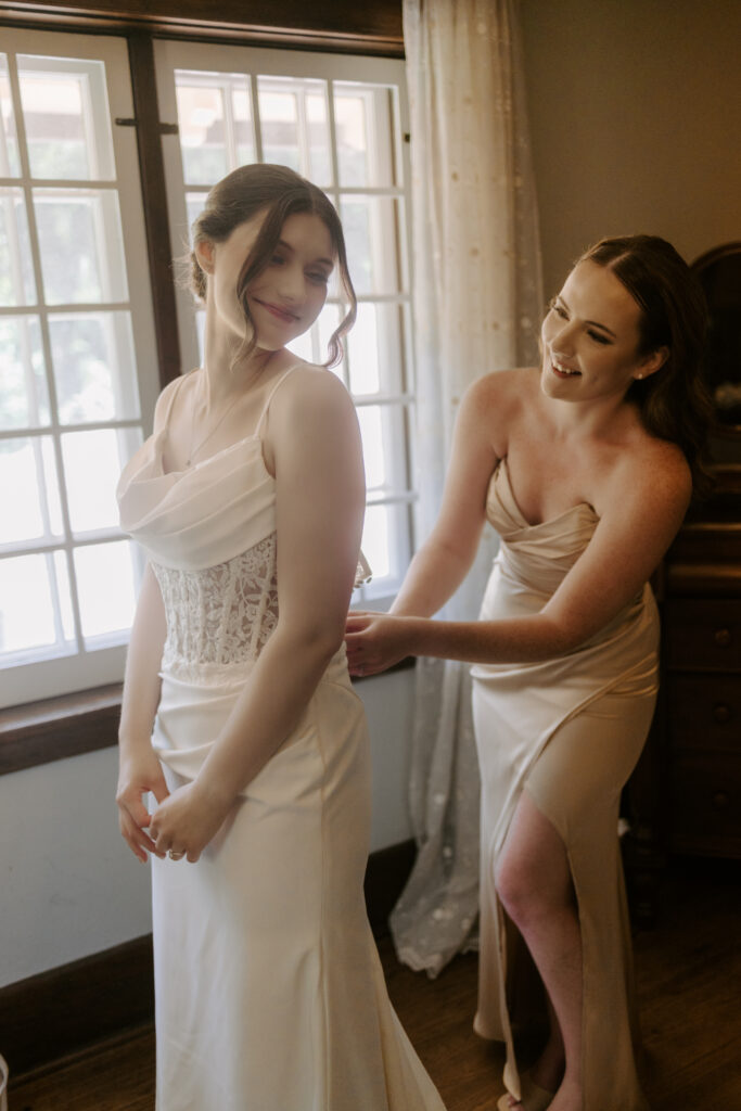 bride getting ready at the venue 