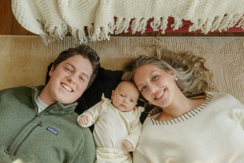 mom dad and baby family session